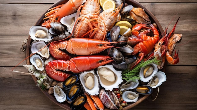 Photo plaque de crustacés et de fruits de mer