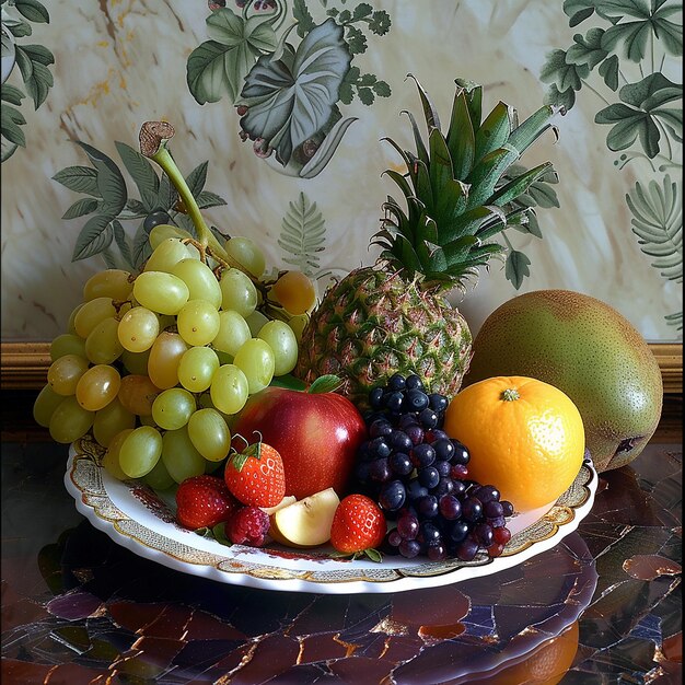 Photo plaque de fruits sur la table