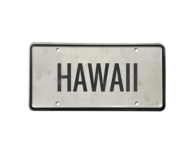 Plaque avec l'inscription Hawaii sur fond blanc