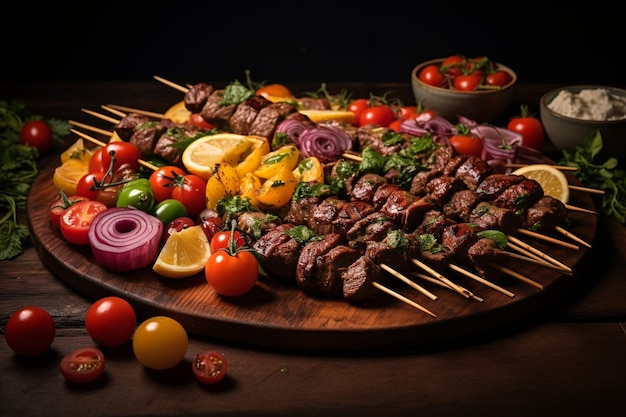 Plaque de kebab mixte traditionnel turc et arabe du ramadan