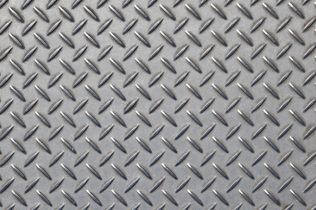 Plaque métallique grise antidérapante avec motif en losange