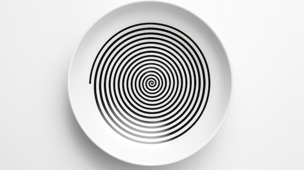 Plaque minimaliste avec conception en spirale Illusion optique sur fond blanc