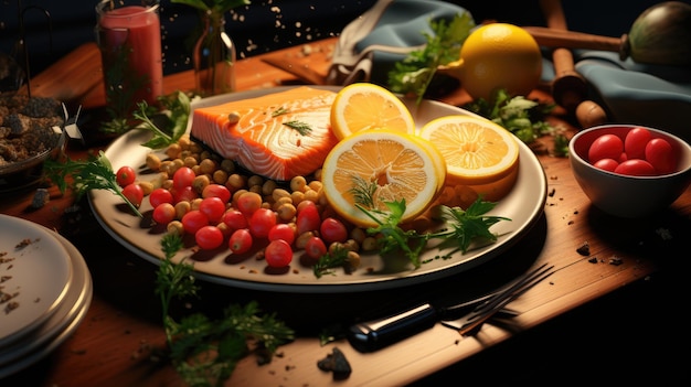 Plaque de nourriture la plus étonnante fond de papier peint HD 8K Image photographique de stock