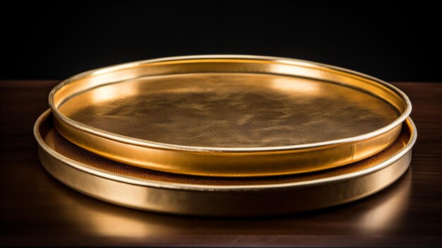 Photo une plaque d'or assise au sommet d'une table en bois