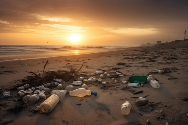 Plastique dans le concept écologique de l'eau