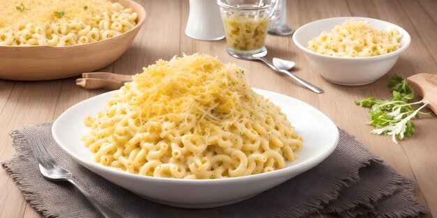 Photo un plat allemand à base de petites couches de pâtes sptzle avec du fromage râpé