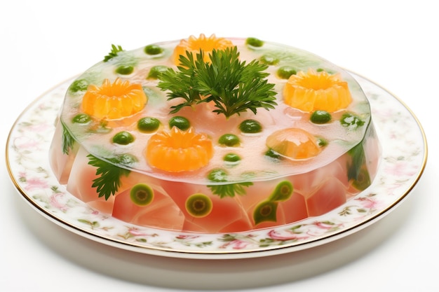 Un plat d'aspic isolé sur un fond blanc