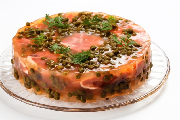 Un plat d'aspic isolé sur un fond blanc