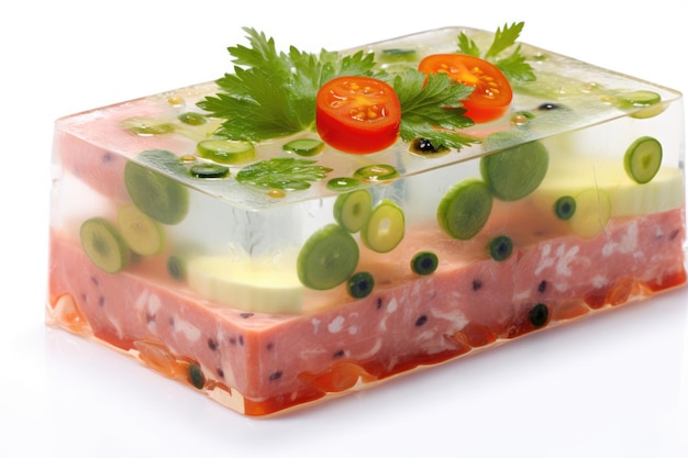 Un plat d'aspic isolé sur un fond blanc