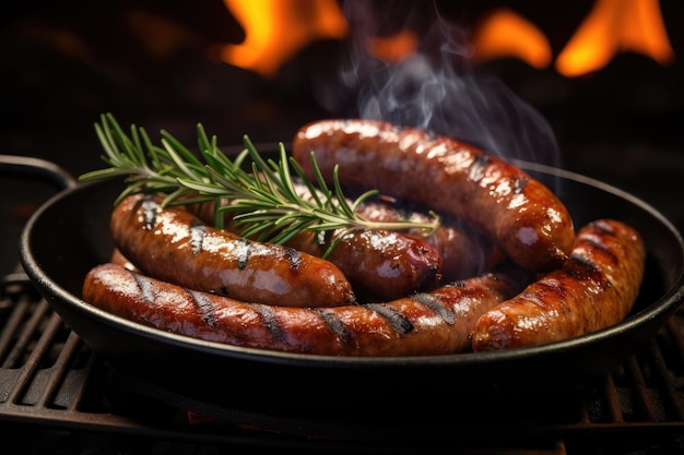 Plat barbecue avec saucisse grillée au romarin