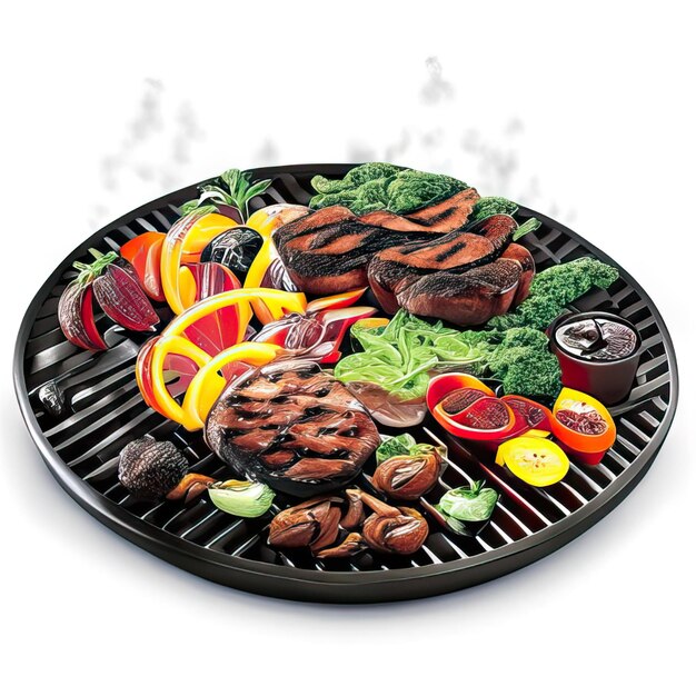 Photo un plat de barbecue avec de la viande et des légumes