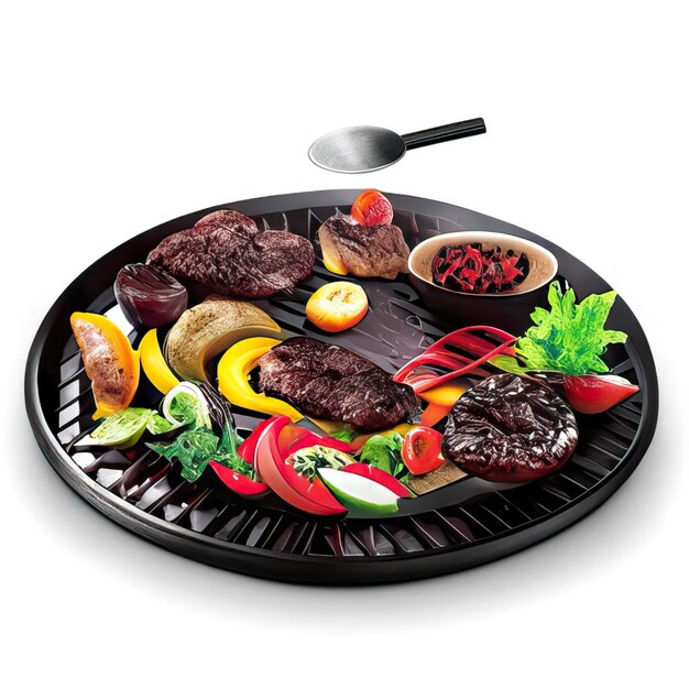 Un plat de barbecue avec de la viande et des légumes