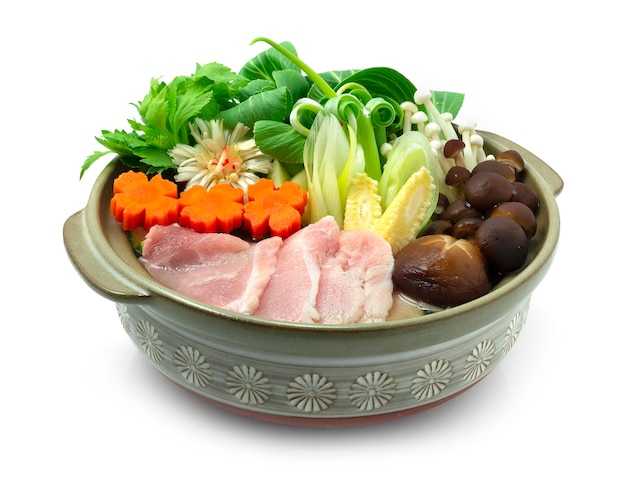 Plat Chaud De Porc Japonais Sukiyaki Légumes Servis