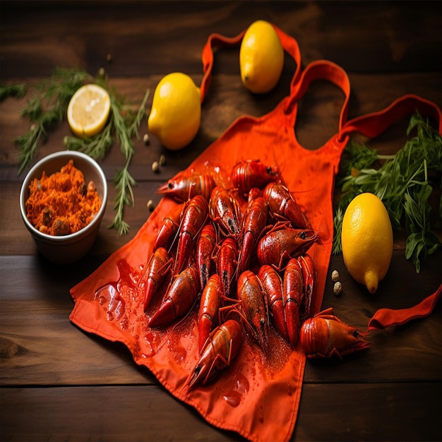 Un plat d'écureuil bouilli dans une assiette dans un restaurant Un plat de crevettes bouillies Un plat de fruits de mer