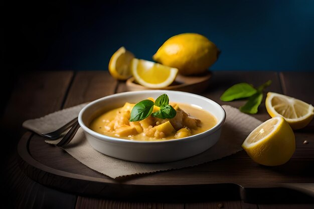 un plat de nourriture avec un citron et du citron