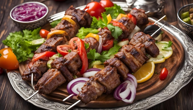 un plat de nourriture avec un plateau de nourriture qui dit légumes