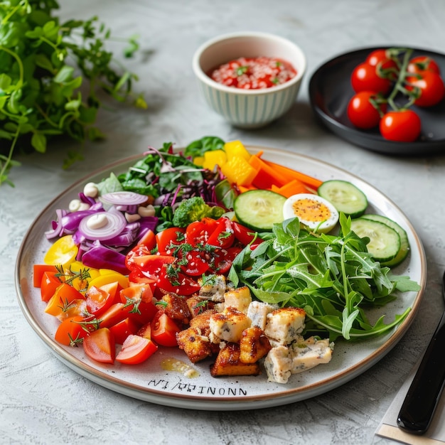 Un plat de nourriture avec de la salade.