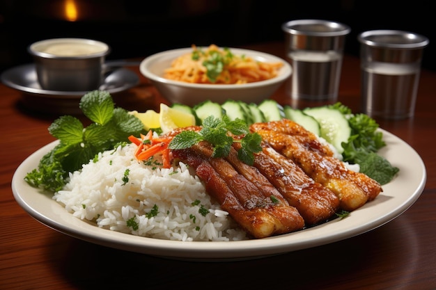 un plat de poisson frit avec sauce publicité professionnelle photographie culinaire