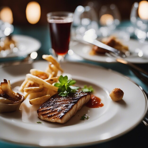 Un plat de poulet sur une table de restaurant