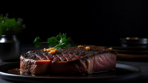 Plat de restaurant New York Strip Steak sur une assiette