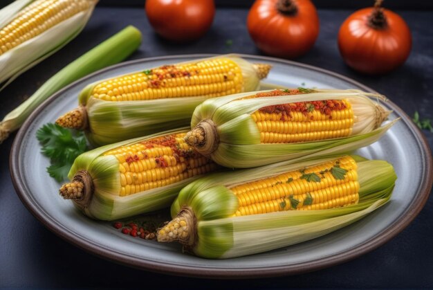 Photo un plat savoureux fait d'oignons de maïs moulu et d'épices