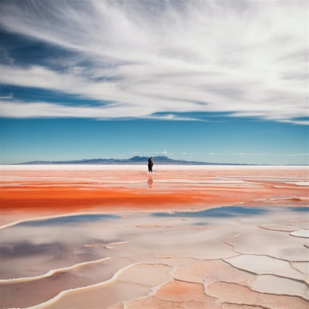 Photo le plat de sel de salar uyuni