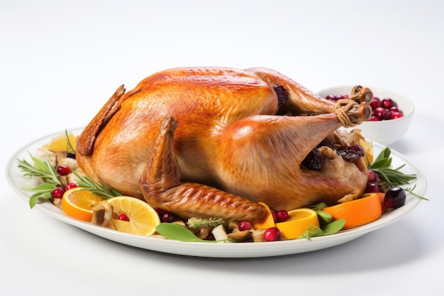 Plat de Thanksgiving sur fond blanc