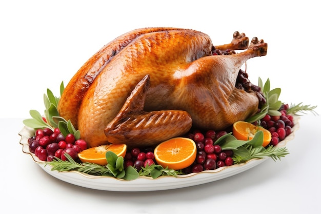 Plat de Thanksgiving sur fond blanc