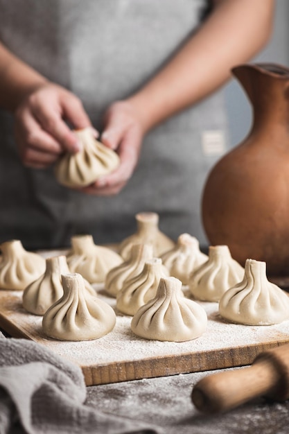 Plat traditionnel géorgien Khinkali