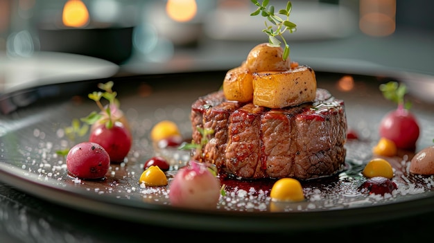 Photo un plat de viande et de légumes