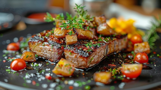 Un plat de viande et de légumes