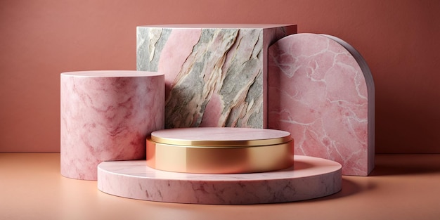 Plate-forme d'affichage de produits cosmétiques 3D Stone Podium Arrière-plan avec stand de soins de la peau de beauté minimale