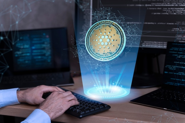 Plate-forme blockchain Cardano avec ordinateur