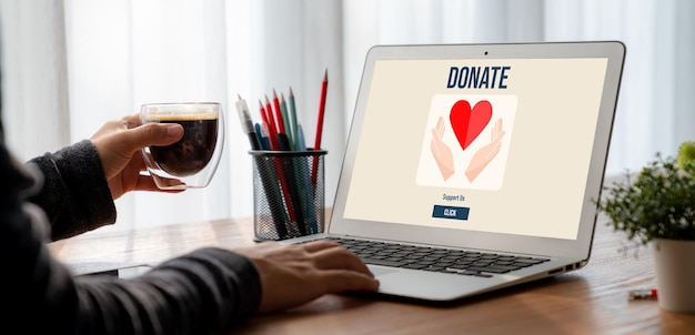 Photo la plate-forme de dons en ligne offre un système d'envoi d'argent à la mode