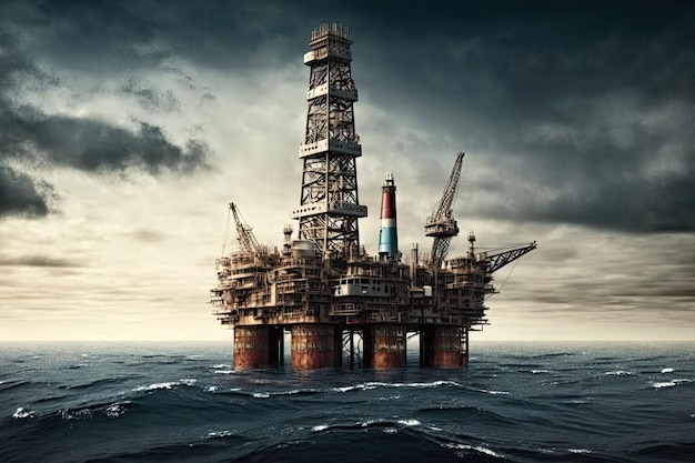 Plate-forme de forage offshore en mer Industrie pétrolière et gazière AI générative