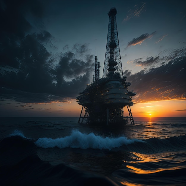 Plate-forme pétrolière et gazière dans l'océan