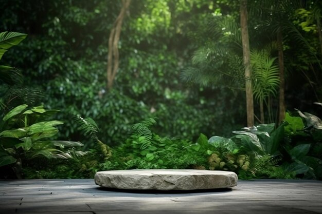 Plate-forme de pierre de forêt tropicale IA générative