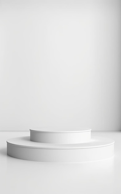 Plate-forme de podium blanche vierge avec fond blanc pour l'affichage du produit