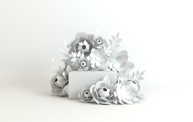Photo plate-forme de podium de cadre de fleurs en papier pour la présentation du produit fond d'été ou de printemps