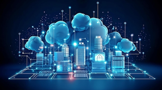 Plate-forme pour l'architecture du nuage notion d'infrastructure Internet arrière-plan dans la technologie abstraite solution numérique SaaS GENERATE AI