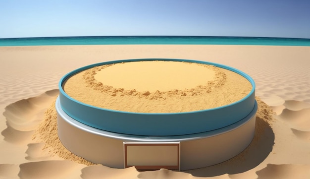 Plate-forme de rendu 3D et podium naturel sur fond de désert ou de plage pour l'affichage du produit