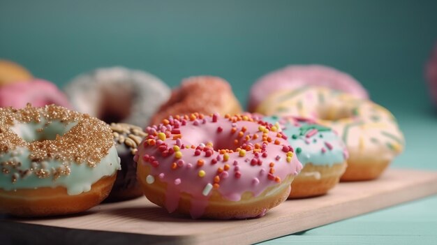 Un plateau de beignets avec différentes saveurs dessus