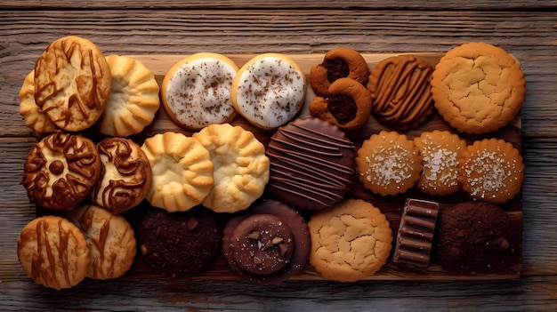 Un plateau de biscuits avec différentes saveurs dessus