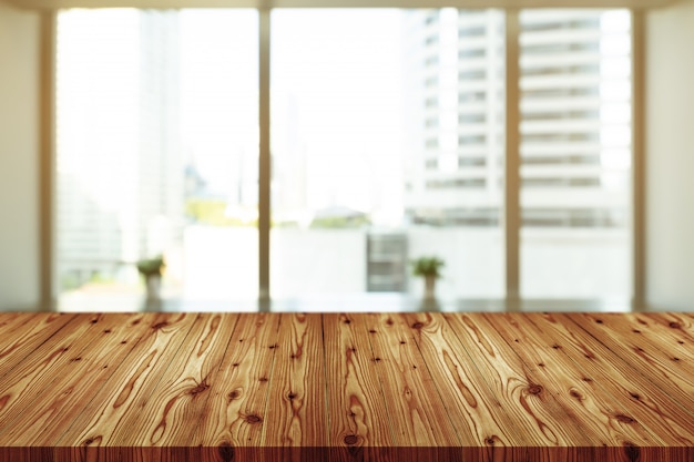 Plateau en bois vide avec floue de café, café, bar