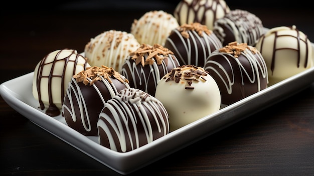 un plateau de bonbons au chocolat blanc