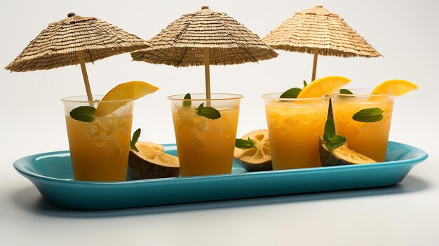 Un plateau de cocktails sans alcool aux fruits exotiques