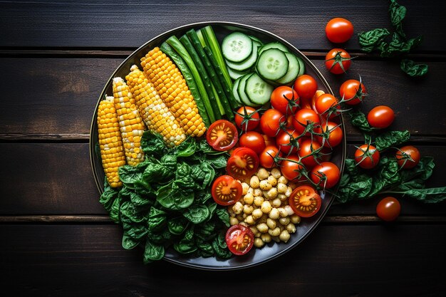 Un plateau de dîner emballé en antioxydants