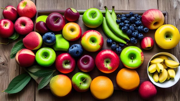 Un plateau de fruits comprenant une variété de fruits.