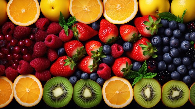 Un plateau de fruits frais avec différents types de fruits