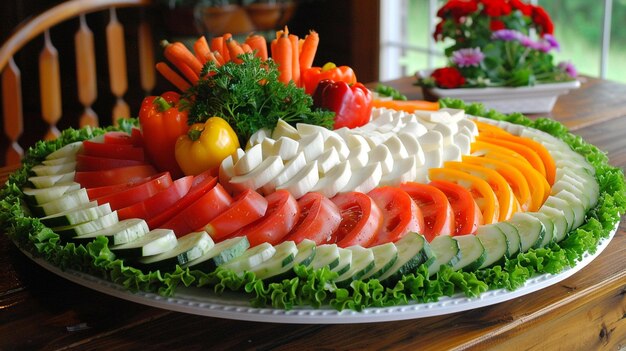 Photo un plateau de légumes frais et colorés